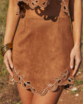 Boho Prairie Faux Suede Mini Skirt