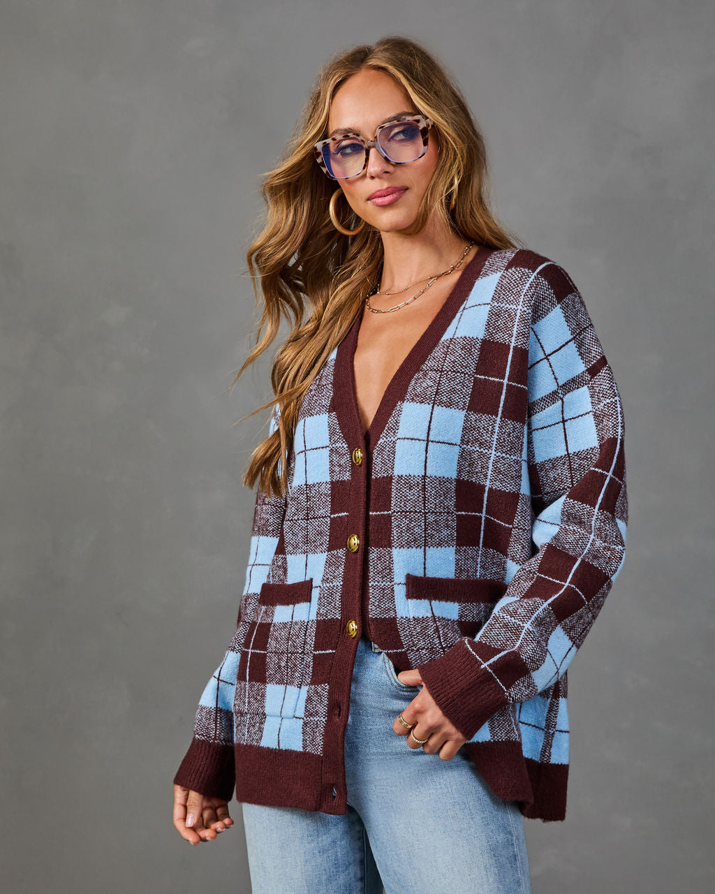 Fall Foliage Plaid Button Down Cardigan