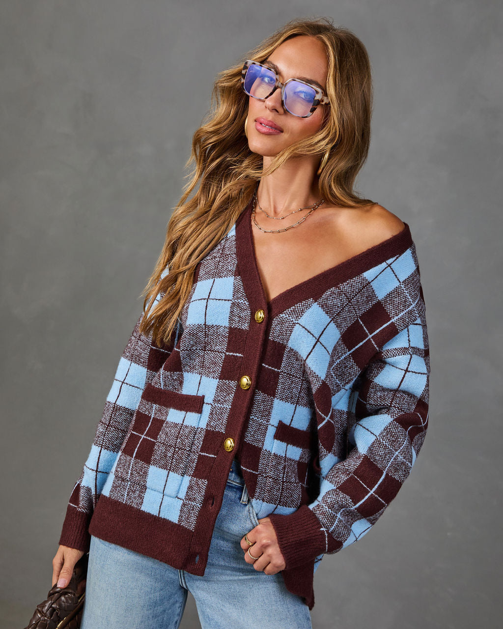 Fall Foliage Plaid Button Down Cardigan