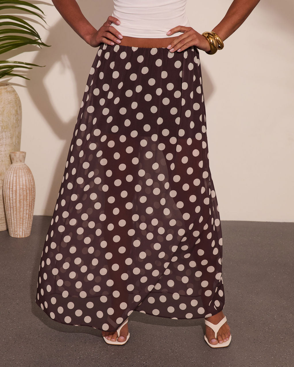 Miska Polka Dot Maxi Skirt
