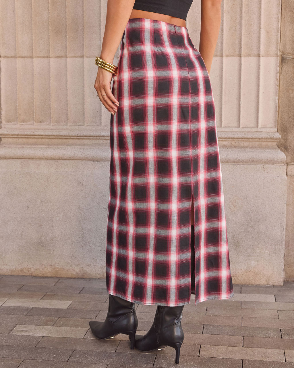 Audley Twist Gingham Midi Skirt