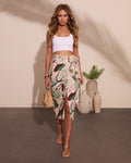 Neela Abstract Wrap Tie Cover Up Midi Skirt