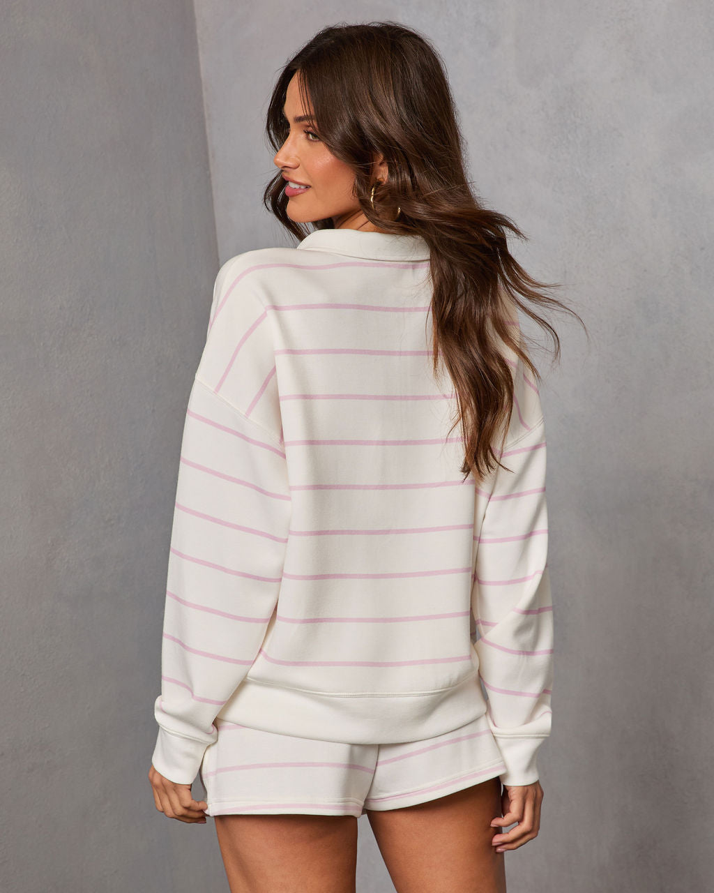 Gentle Ease Striped Half Zip Soft Form Sweatshirt