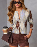 Elenah Argyle Print Cardigan