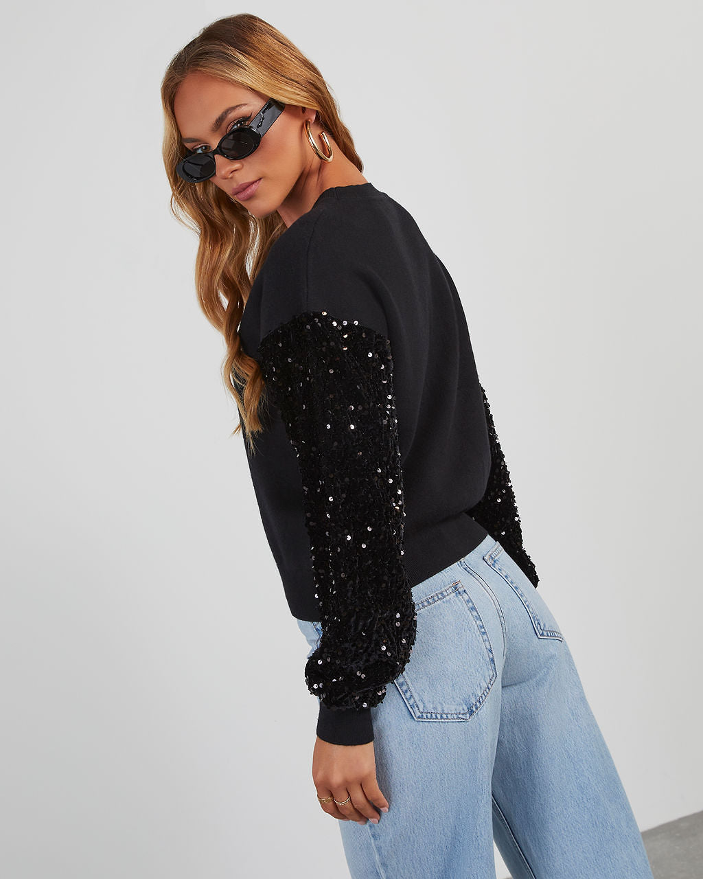 Yumi Contrast Sequin Knit Sweater