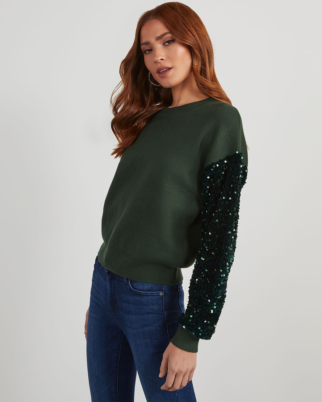 Yumi Contrast Sequin Knit Sweater