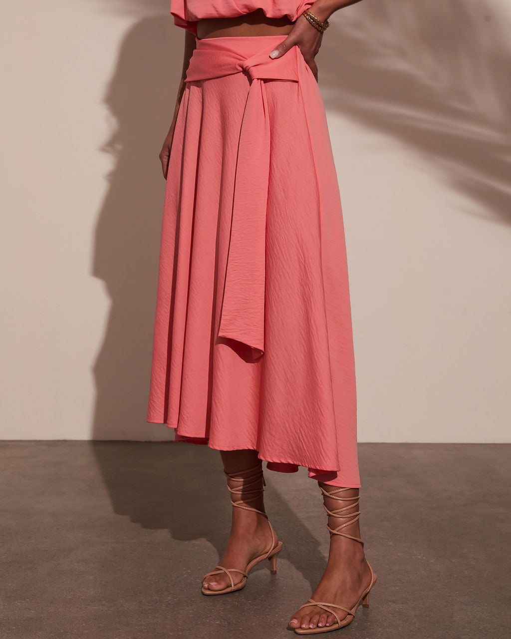 Sharena Waist Tie Midi Skirt
