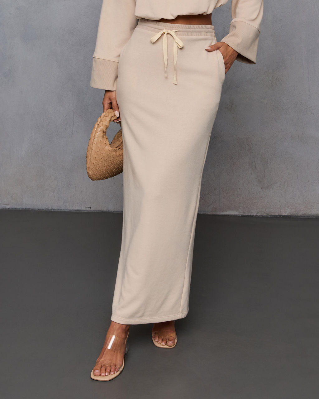 Dreamy Days Fleece Drawstring Maxi Skirt