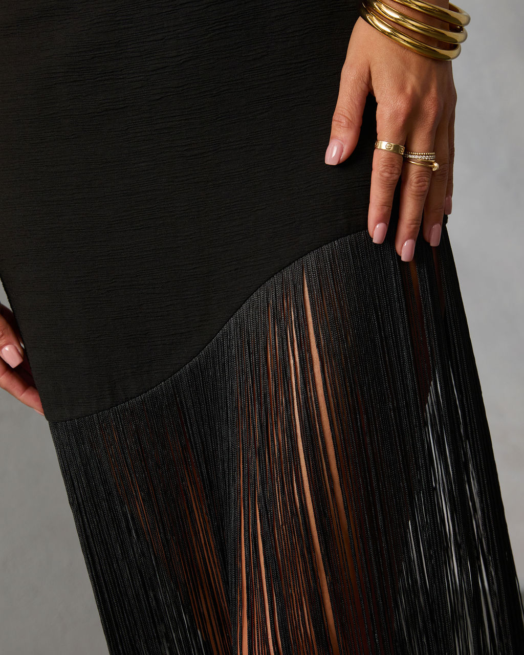 Savinah Fringe Midi Skirt