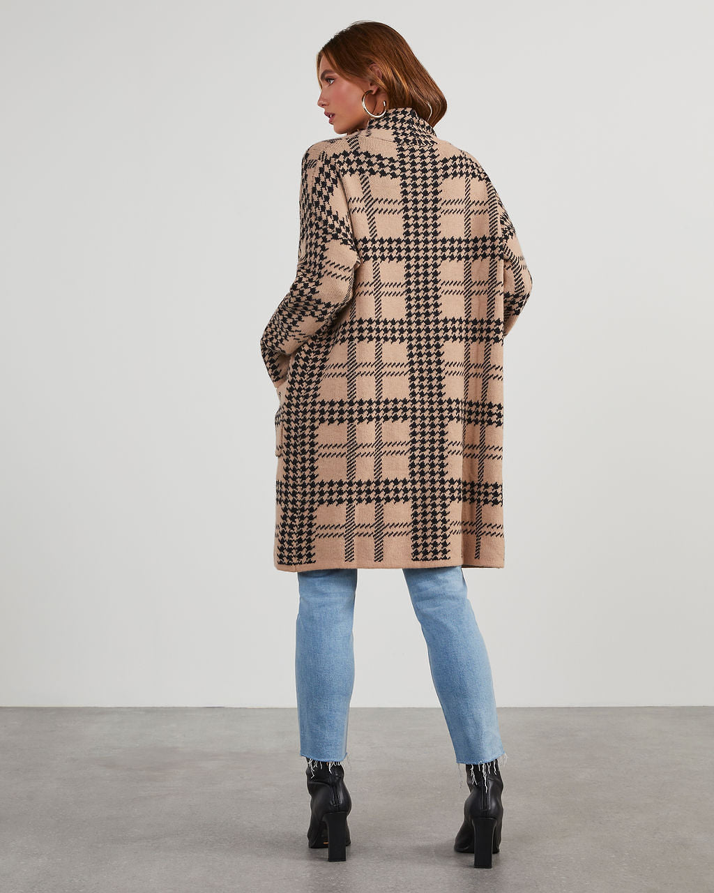 Fair And Square Plaid Pocketed Cardigan