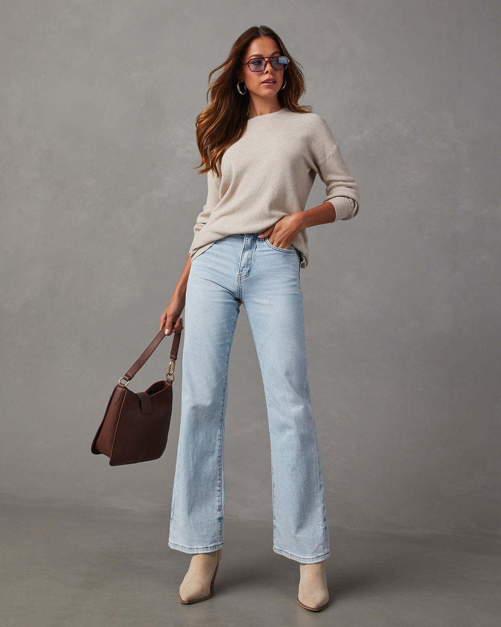 Coralee Waffle Knit Long Sleeve Top