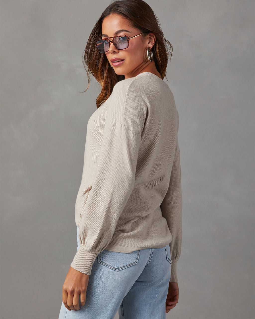 Coralee Waffle Knit Long Sleeve Top