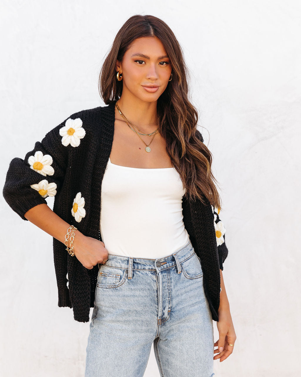 Fallen Daisy Oversized Knit Cardigan