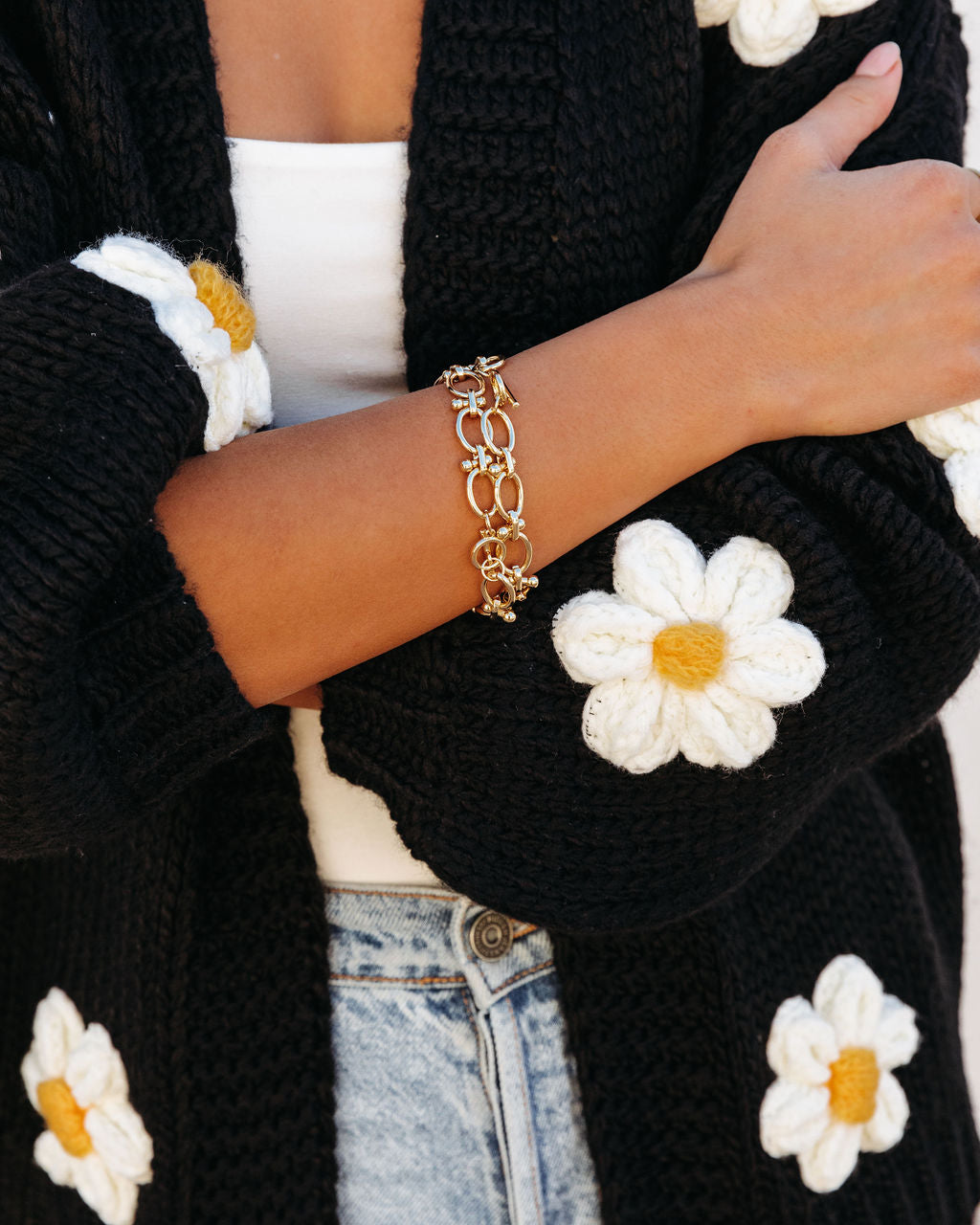 Fallen Daisy Oversized Knit Cardigan