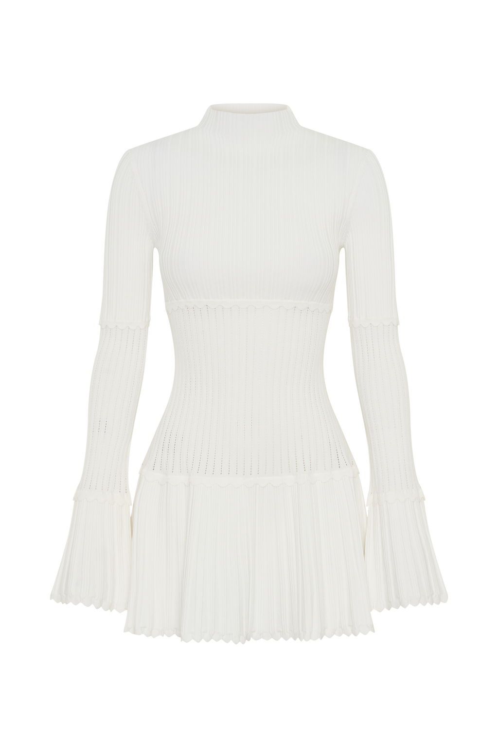 Adena Pointelle Knit Mini Dress - Ivory
