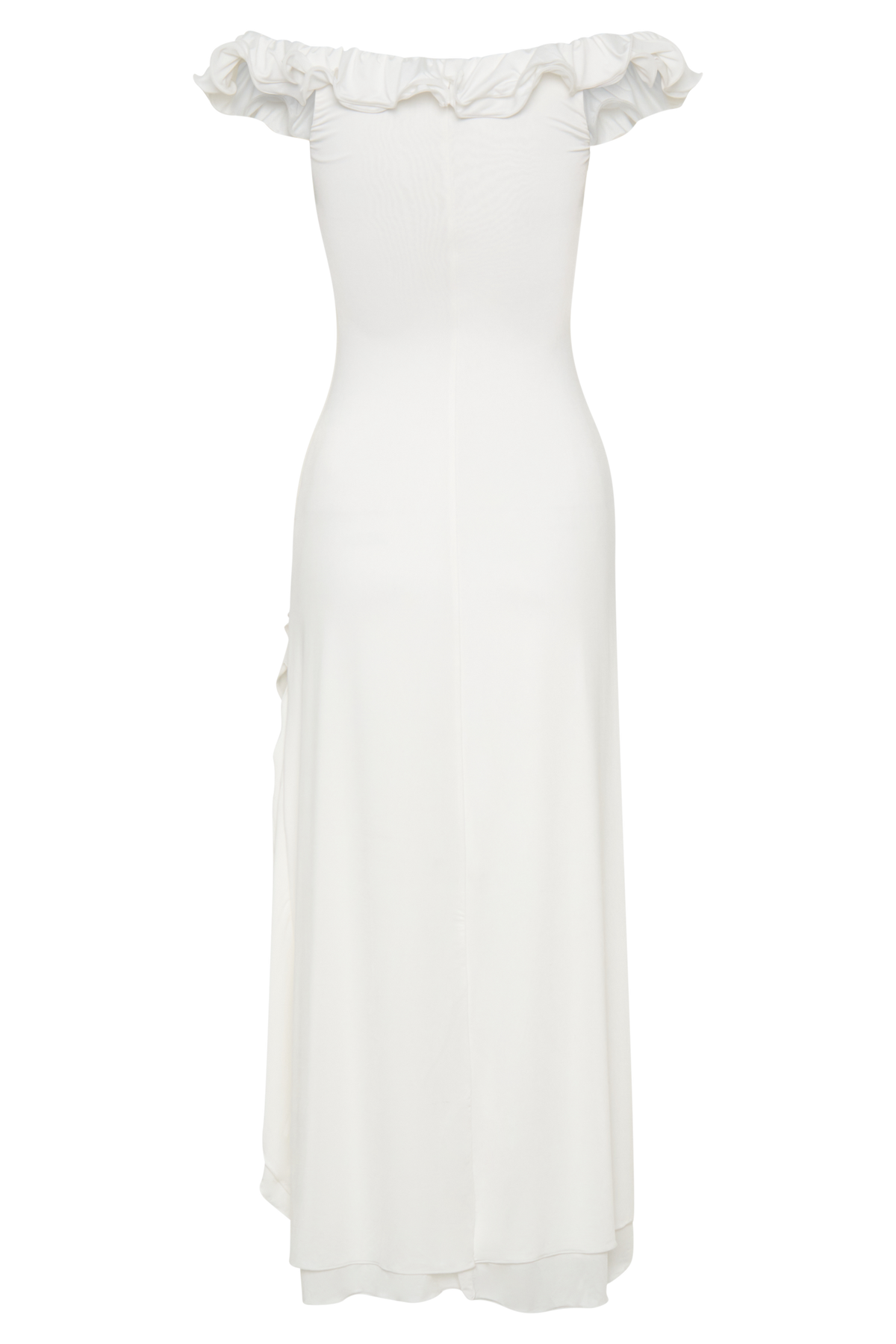 Allegra Off Shoulder Ruffle Midi Dress - Ivory