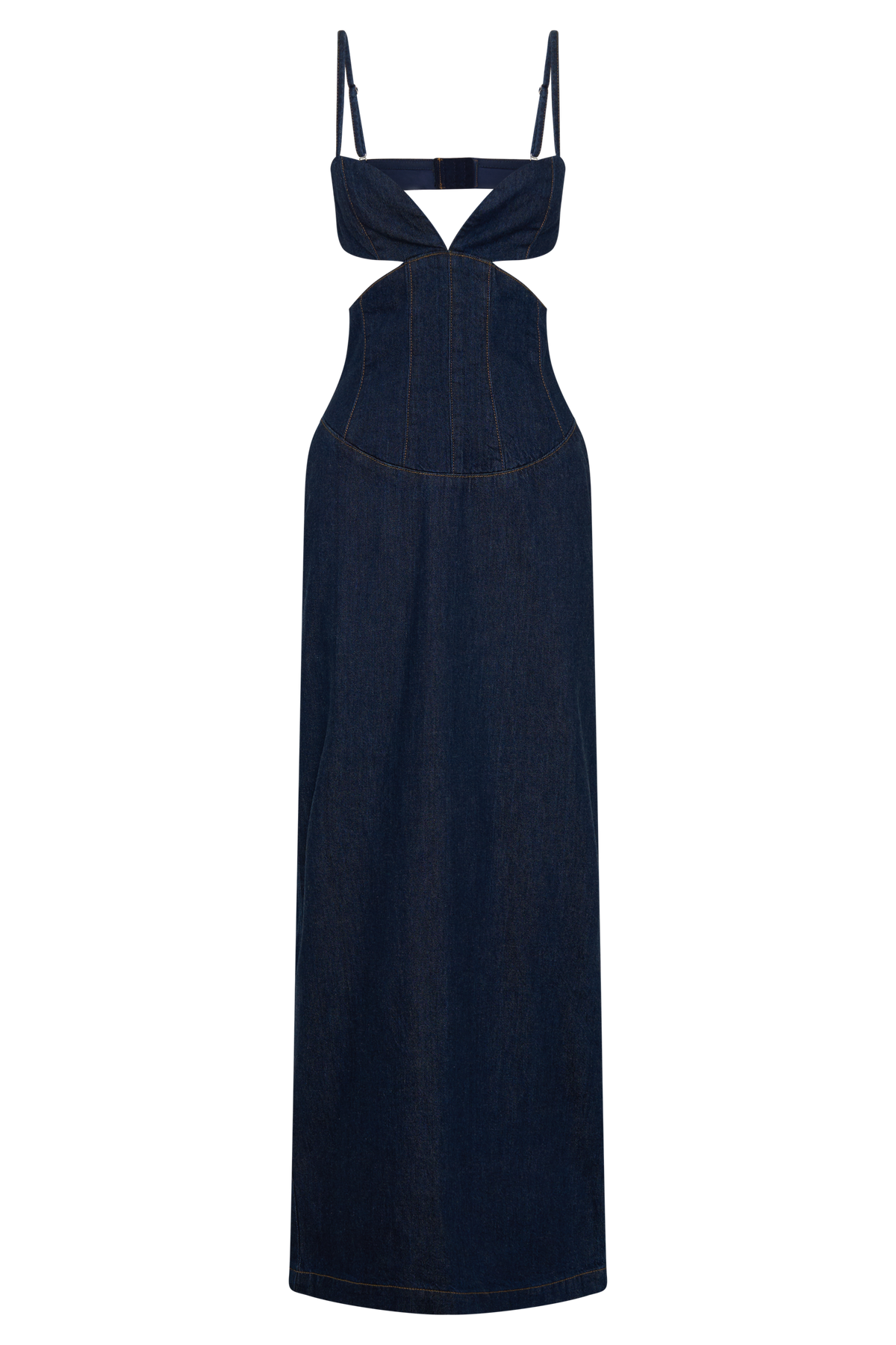 Amila Denim Cupped Maxi Dress - Indigo Blue