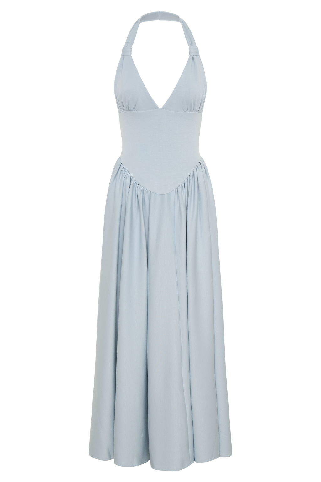Angelina Scuba Halter Midi Dress - Pale Blue