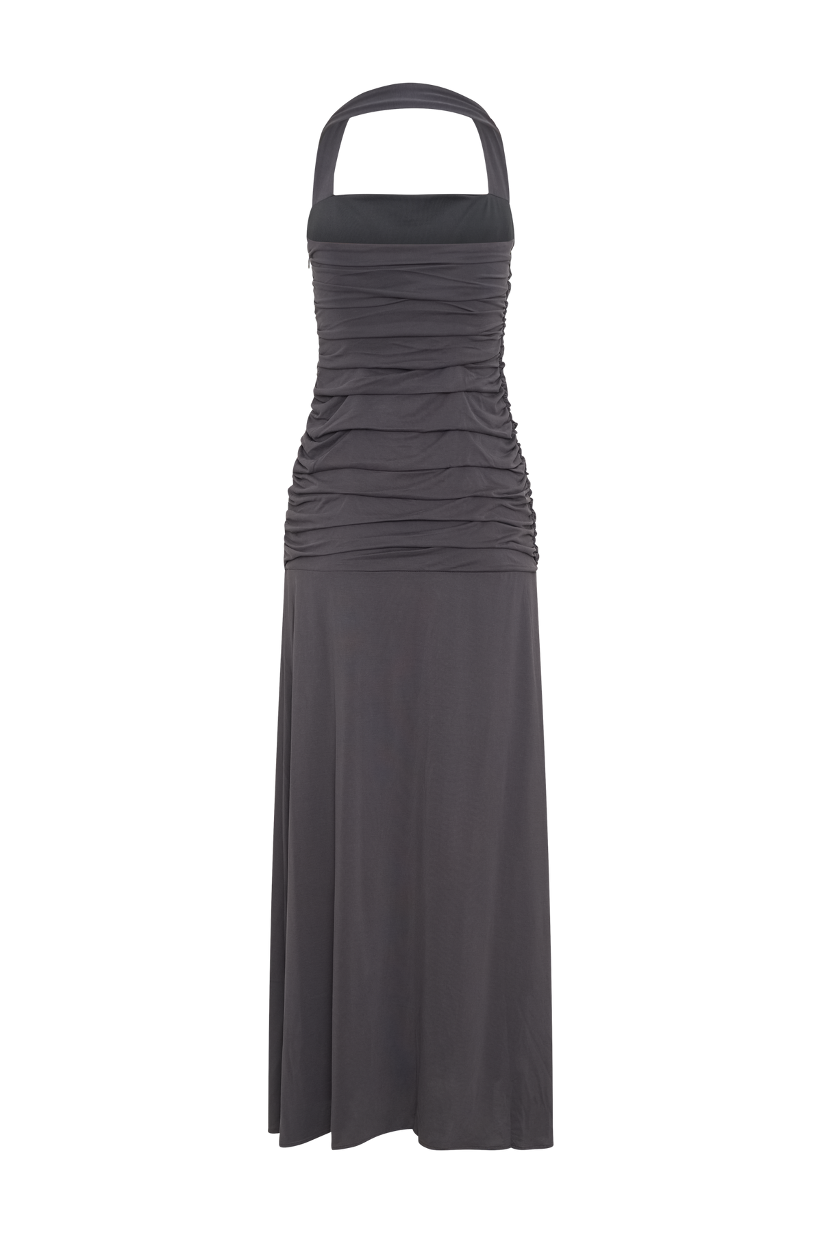 Bentley Peached Jersey Halter Maxi Dress - Charcoal