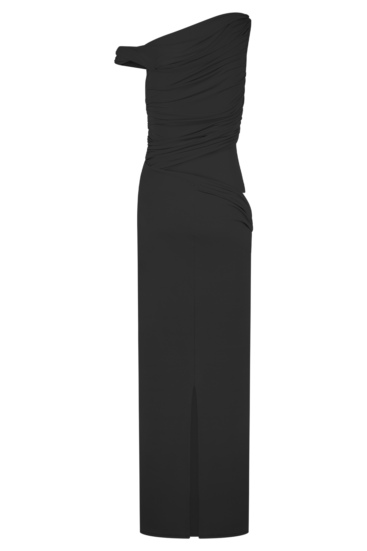 Callen One Shoulder Slinky Maxi Dress - Black