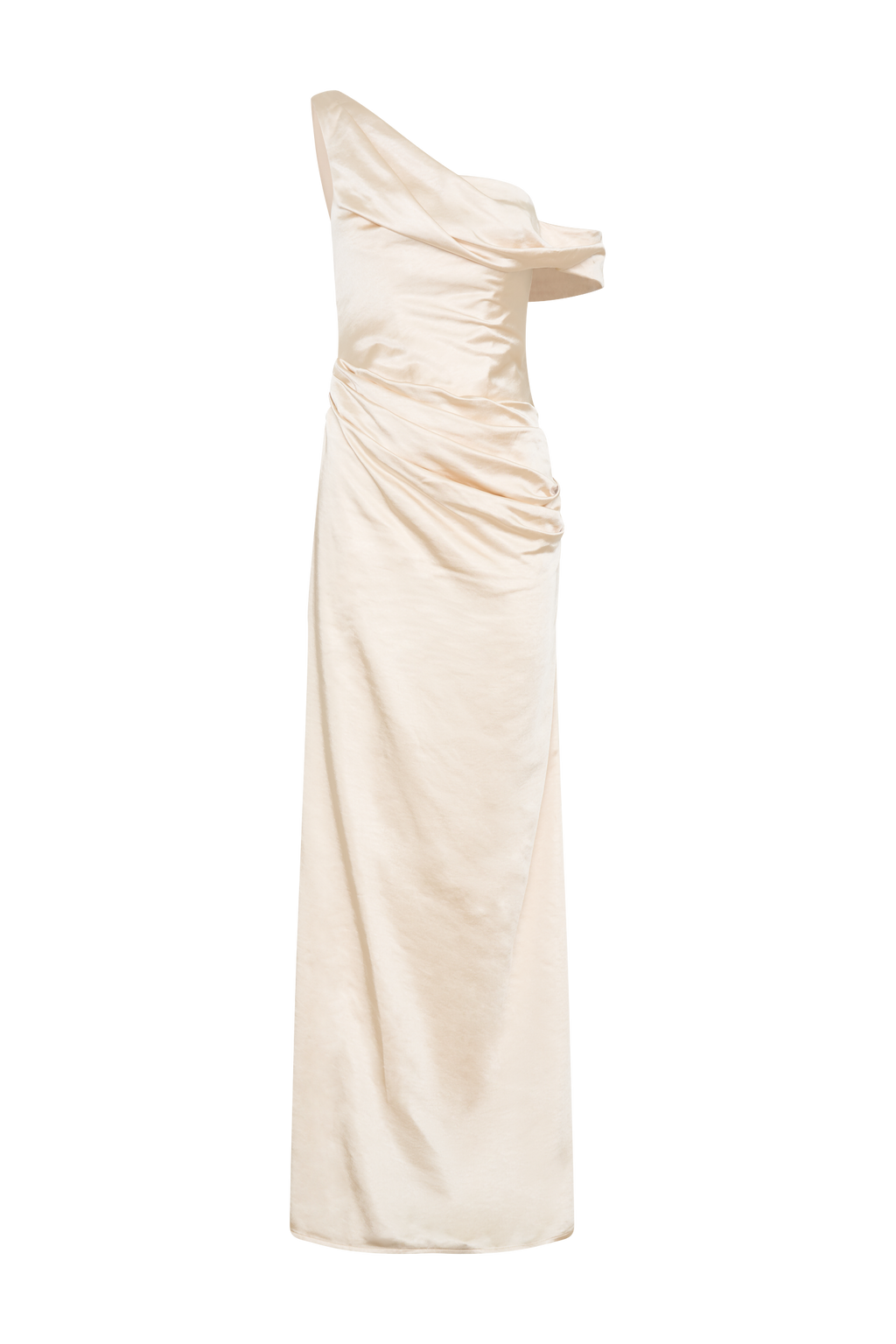 Dalia Off Shoulder Satin Maxi Dress - Blush Gold
