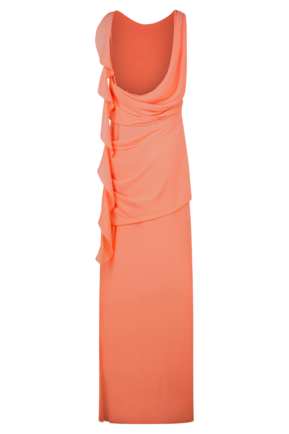 Daria Draped Chiffon Maxi Dress - Pastel Nectarine