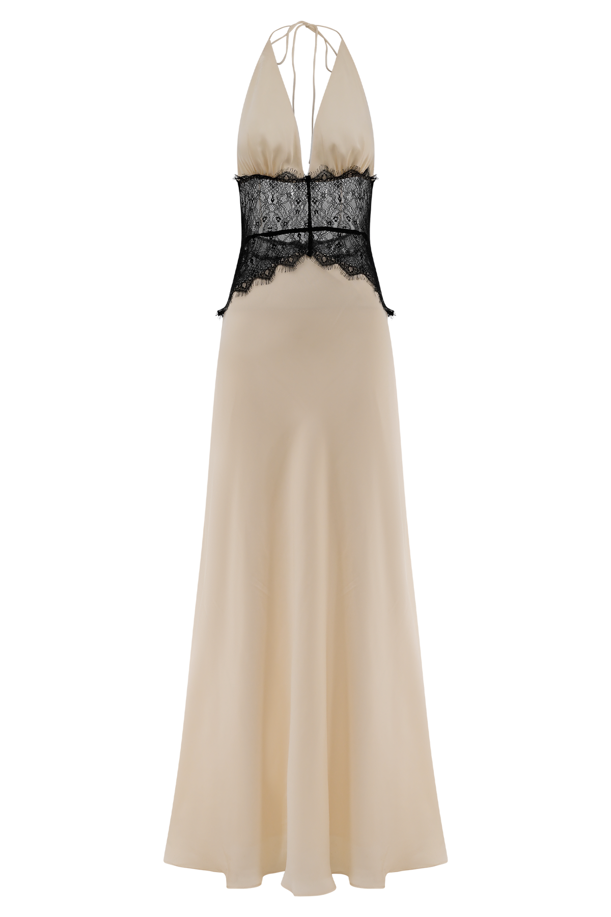 Dinah Lace And Satin Maxi Dress - Black/Ivory