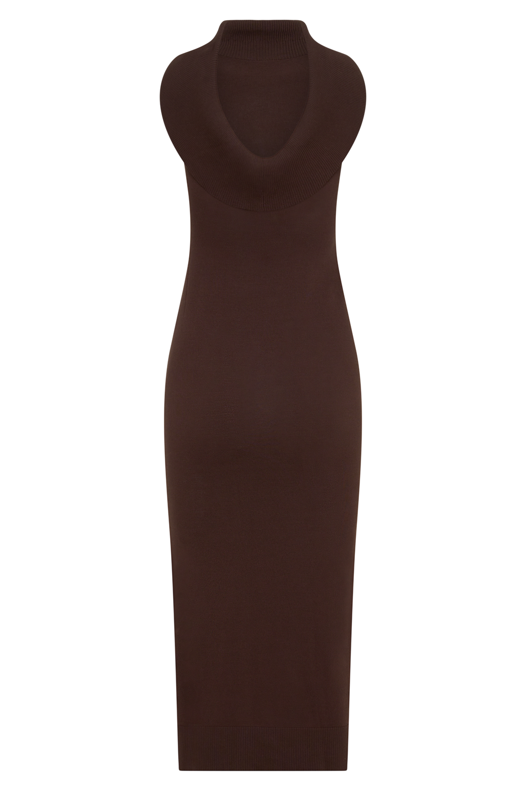 Ellen Ribbed Midi Column Knit Dress - Chocolate