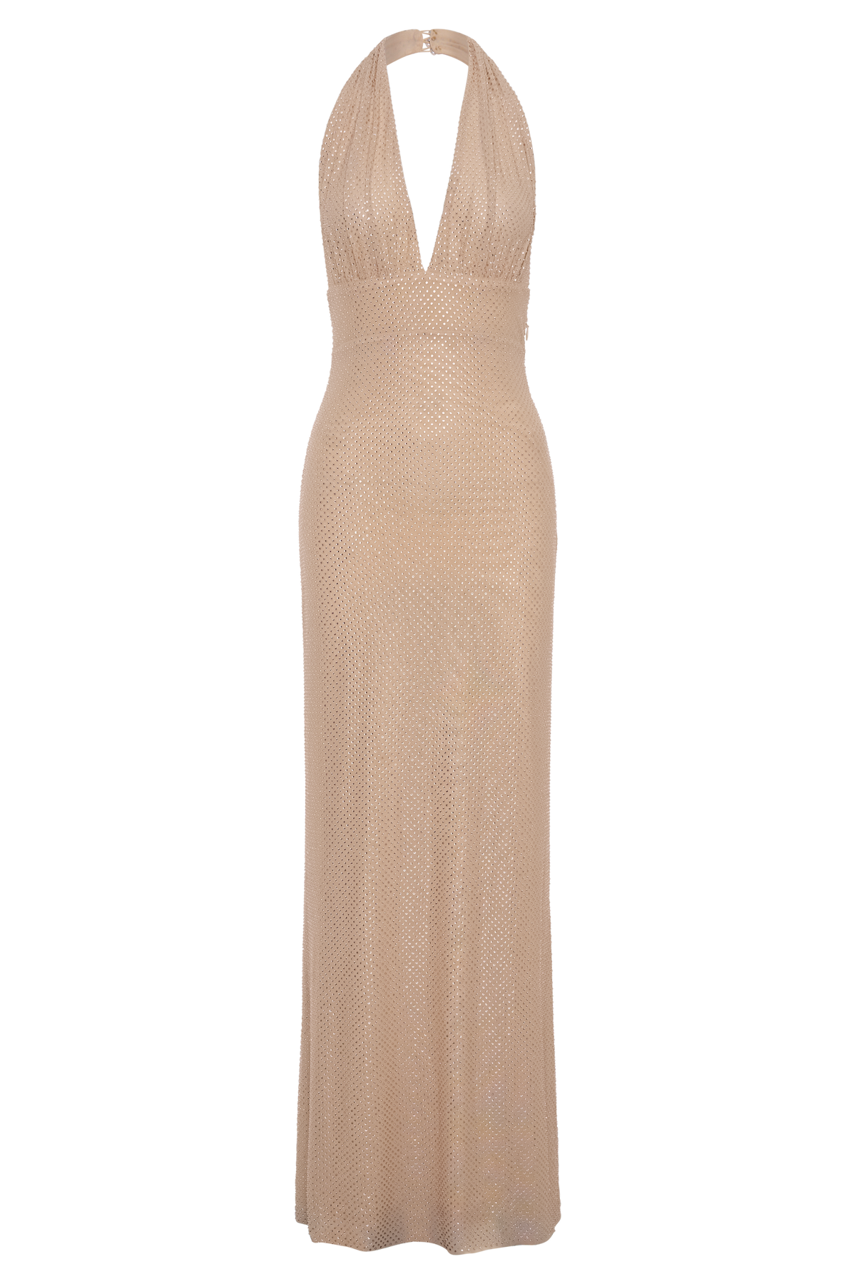 Harriet Halter Neck Diamante Maxi Dress - Sandy Gold