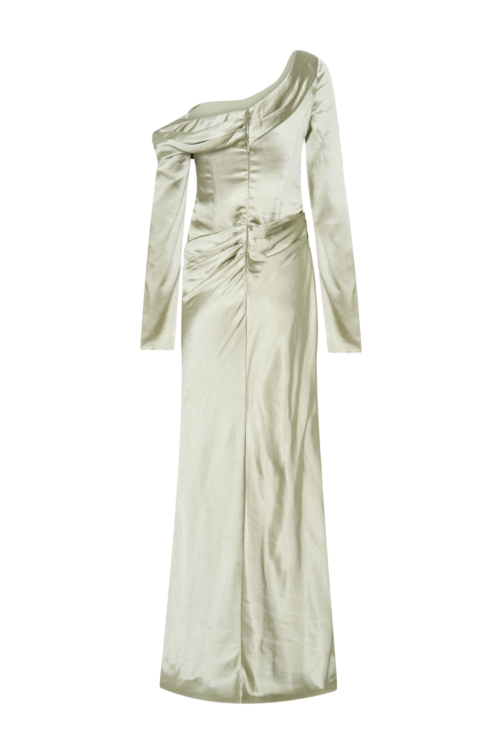 Iris Long Sleeve Satin Maxi Dress - Sage
