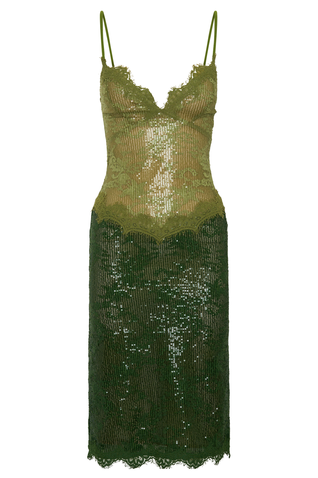 Jaimee Lace Midi Dress - Tonal Green