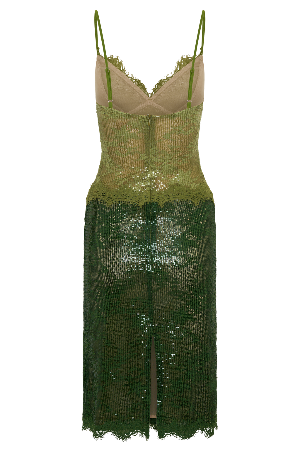 Jaimee Lace Midi Dress - Tonal Green