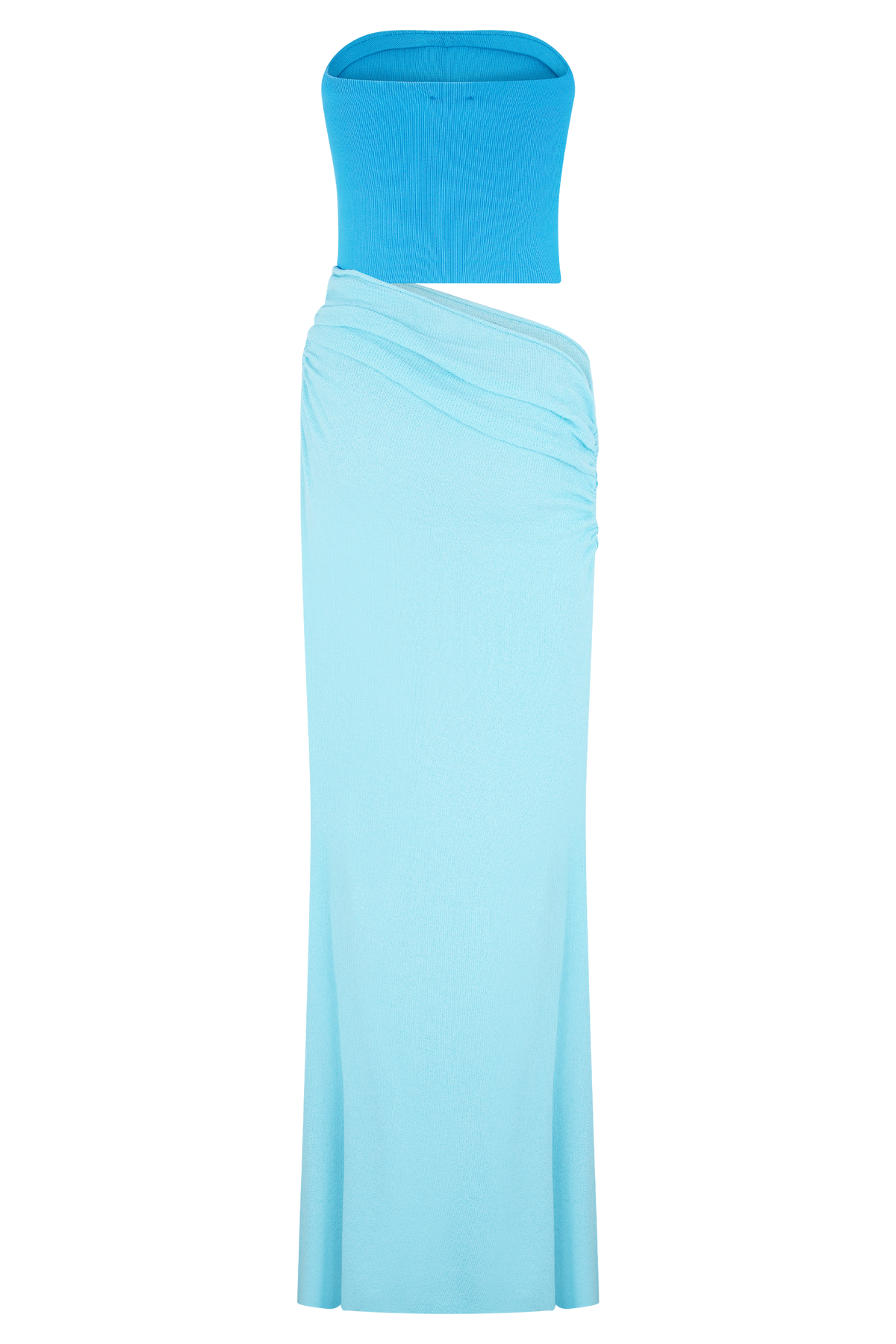 Jasiel Strapless Knit Maxi Dress - Cyan Blue