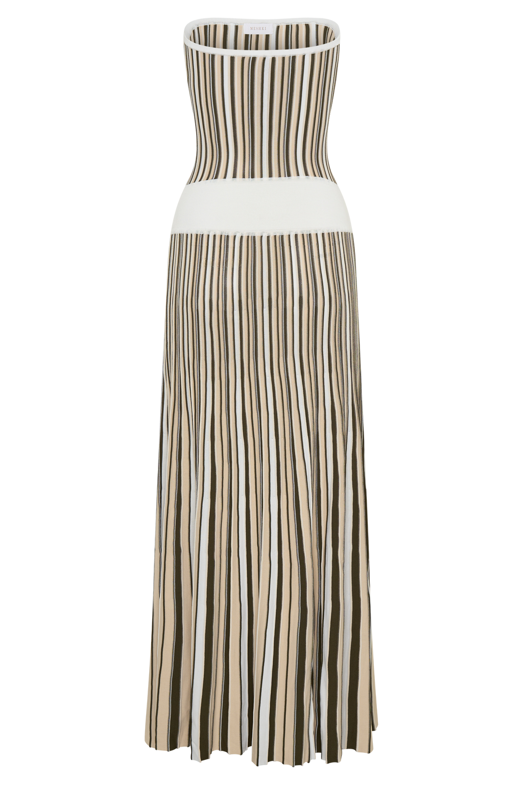Joyce Stripe Maxi Knit Dress - Khaki/Ivory
