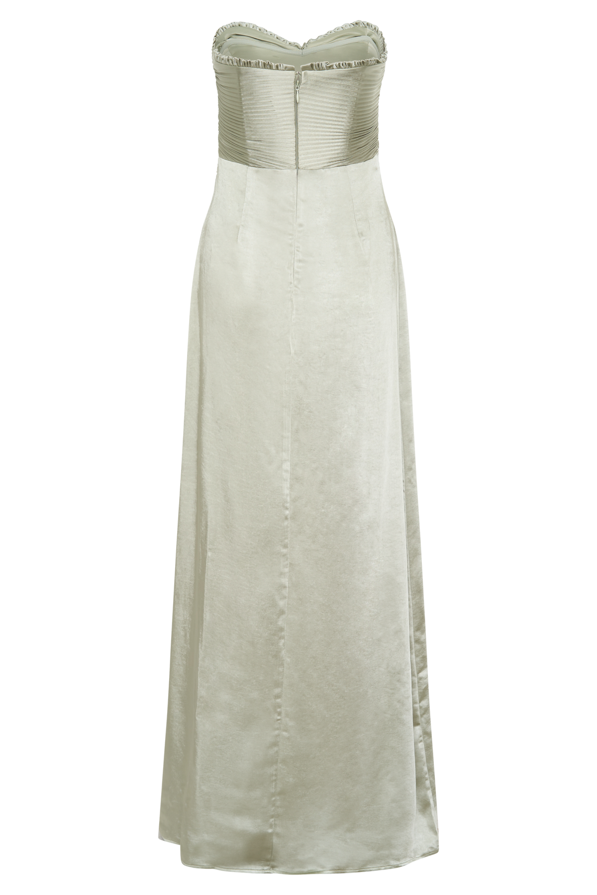 Larissa Satin Maxi Dress With Ruched Petals - Sage