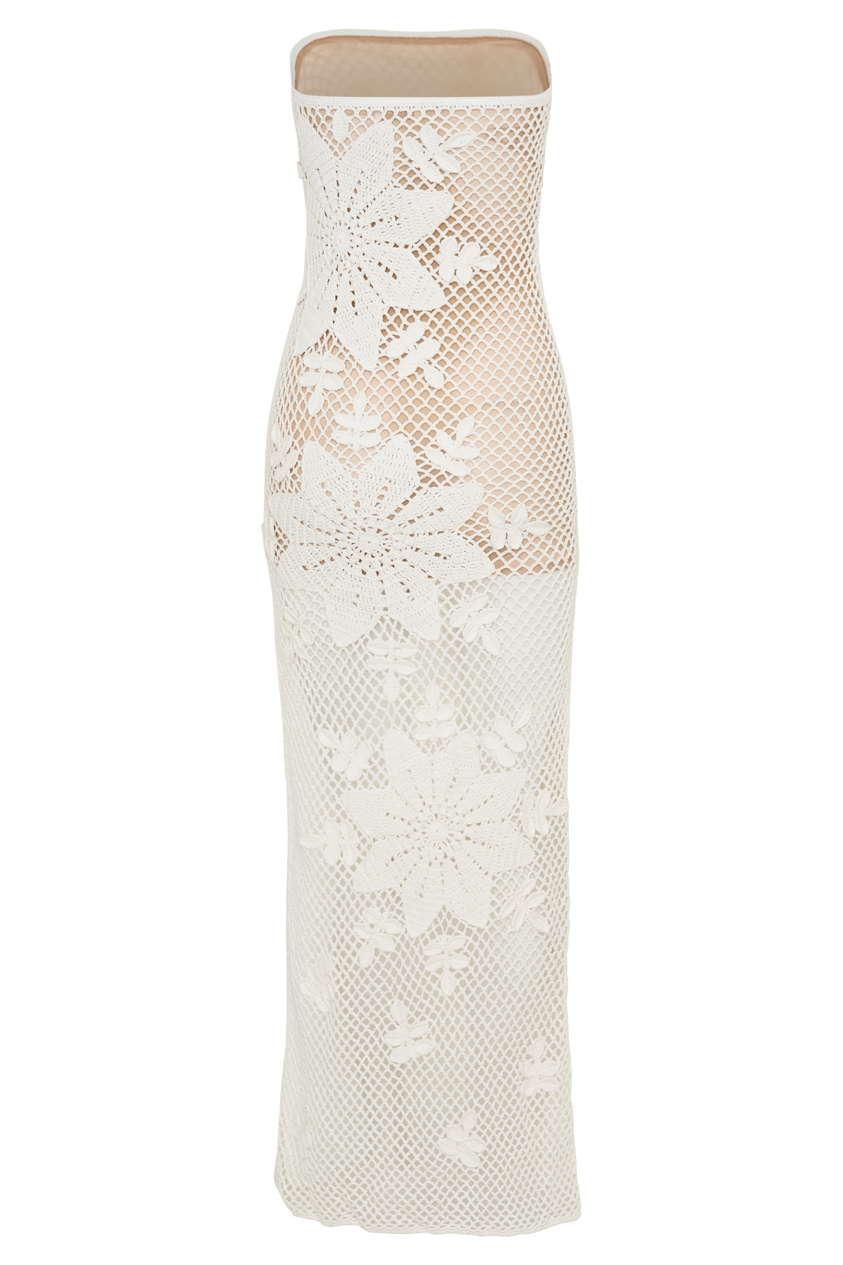 Mandie Hand Crochet Asymmetrical Maxi Dress - White