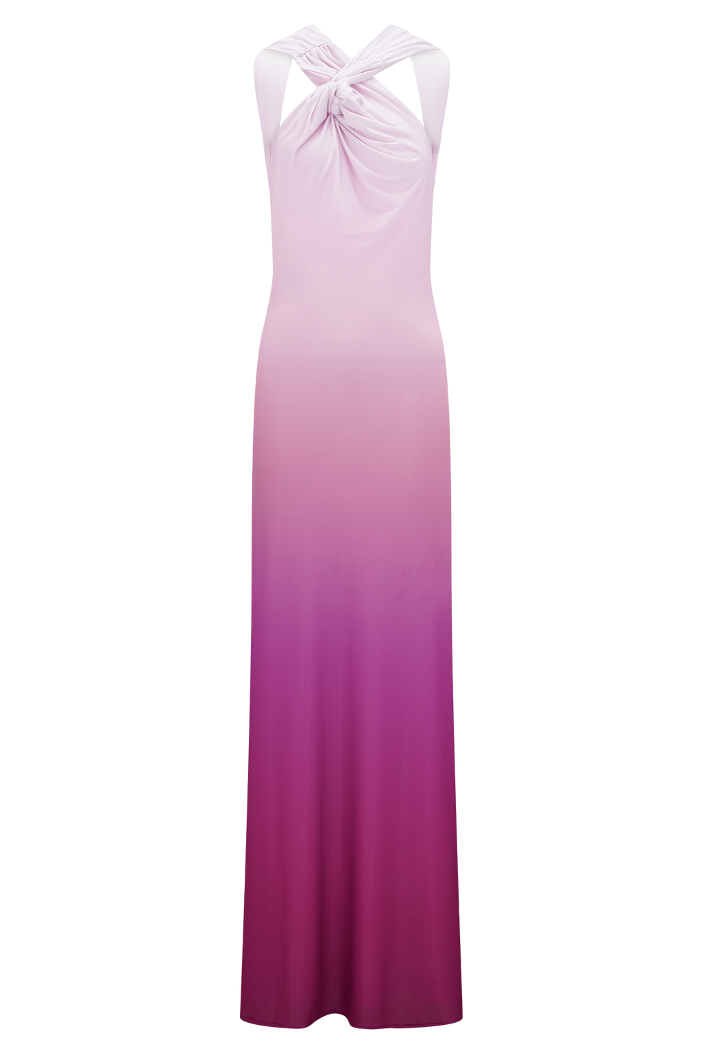 Marlee Asymmetrical Slinky Maxi Dress - Ombre Pink