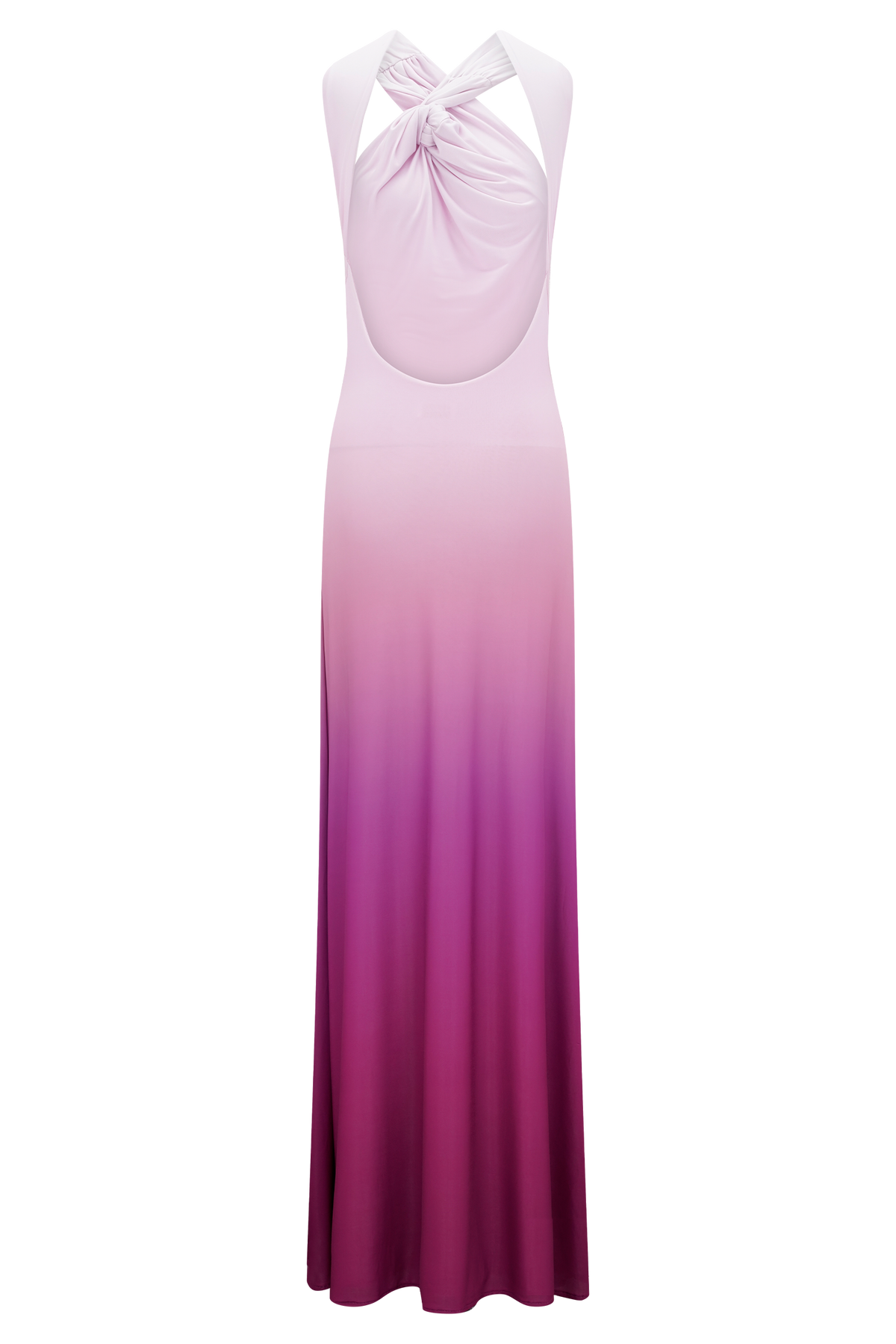 Marlee Asymmetrical Slinky Maxi Dress - Ombre Pink