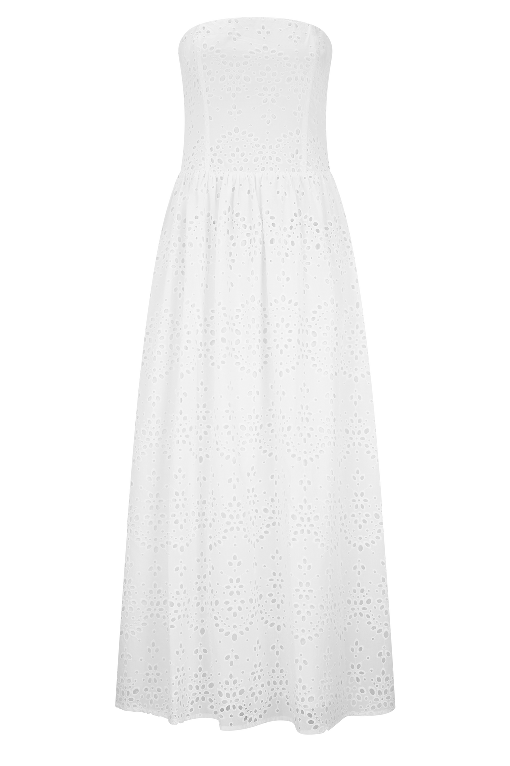 Maureen Broderie Strapless Maxi Dress - White