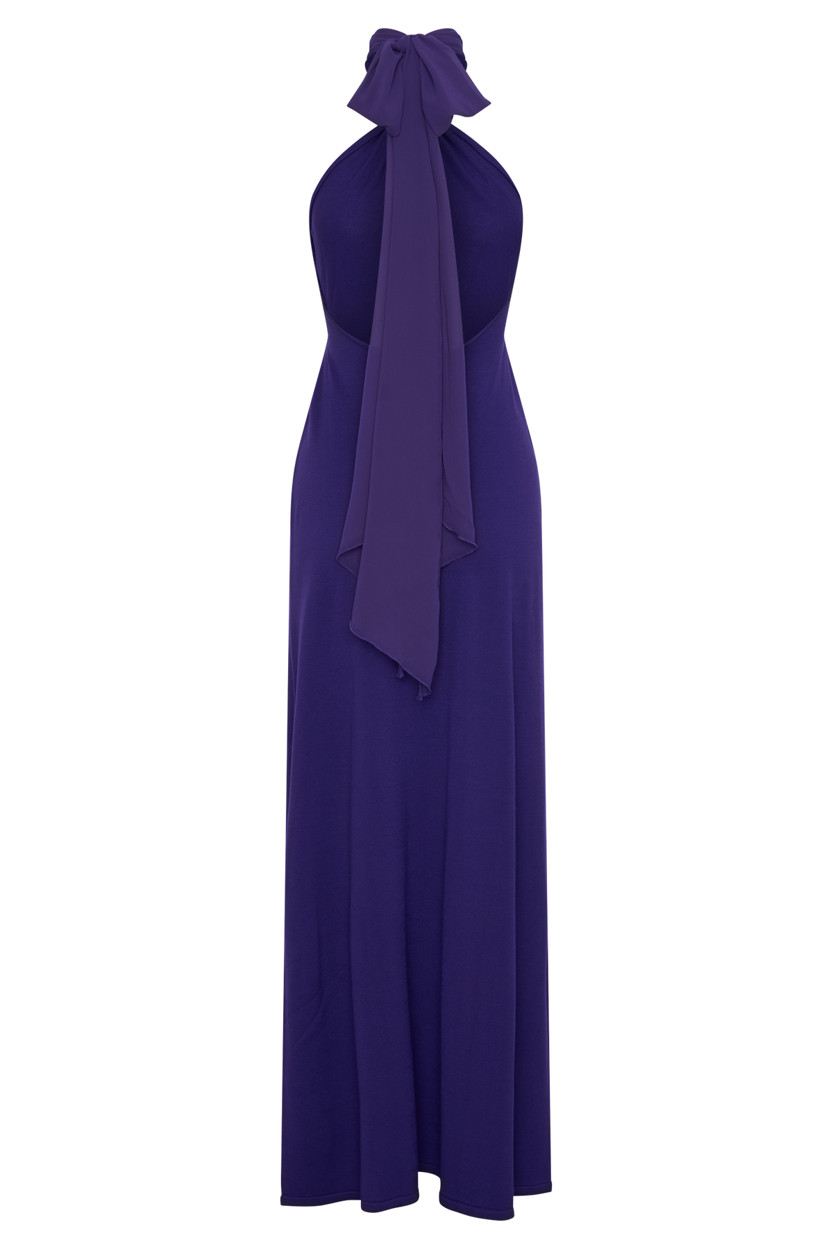 Ozias Halter Semi Sheer Knit Maxi Dress - Deep Purple