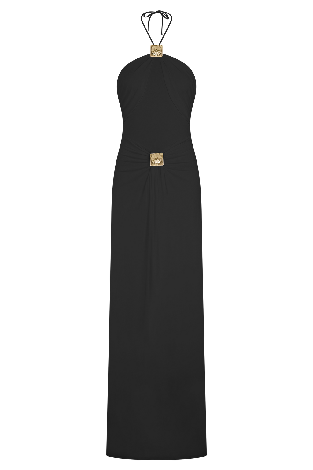 Quincy Halter Maxi Dress With Hardware - Black