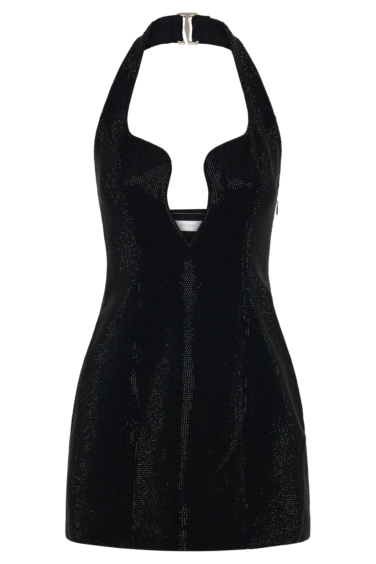 Raina Diamante Halter Mini Dress - Black