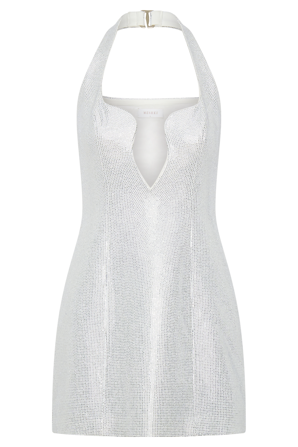 Raina Diamante Halter Mini Dress - White