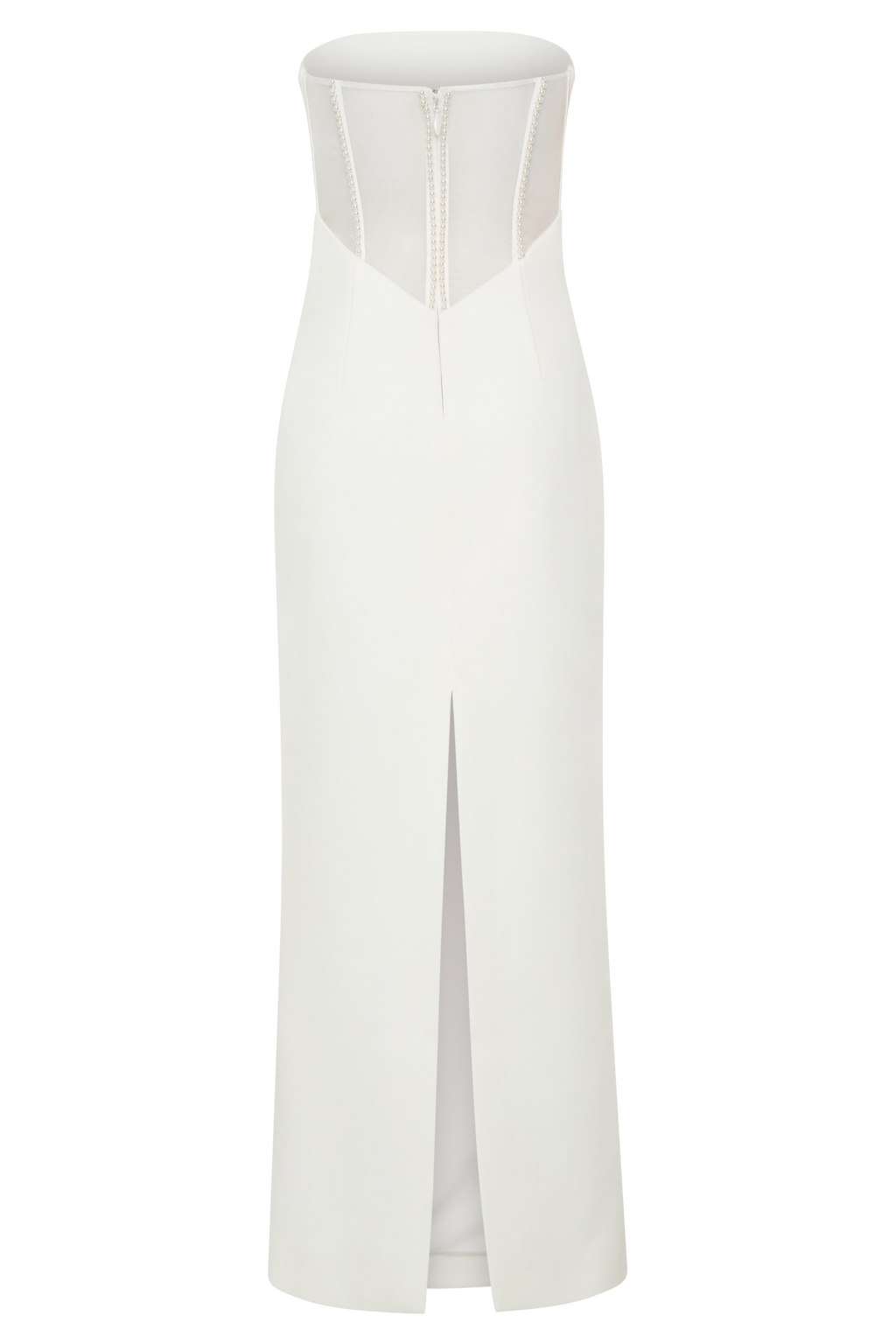 Sloane Strapless Maxi Dress With Pearls - White