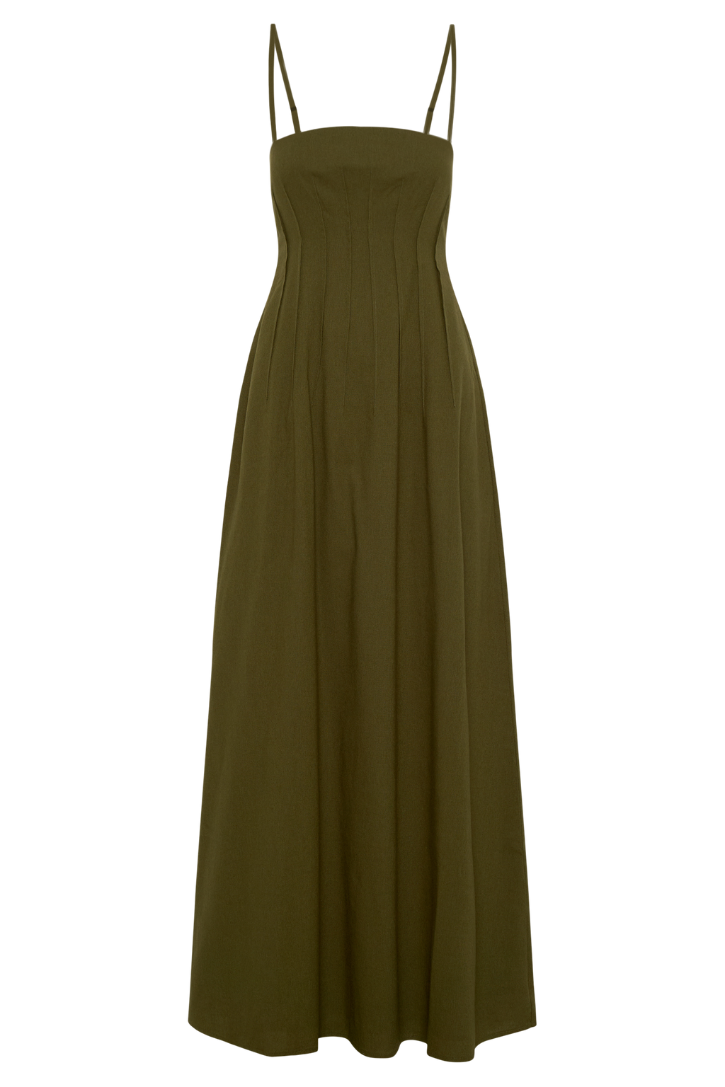 Sofie Pintuck Linen Maxi Dress - Khaki
