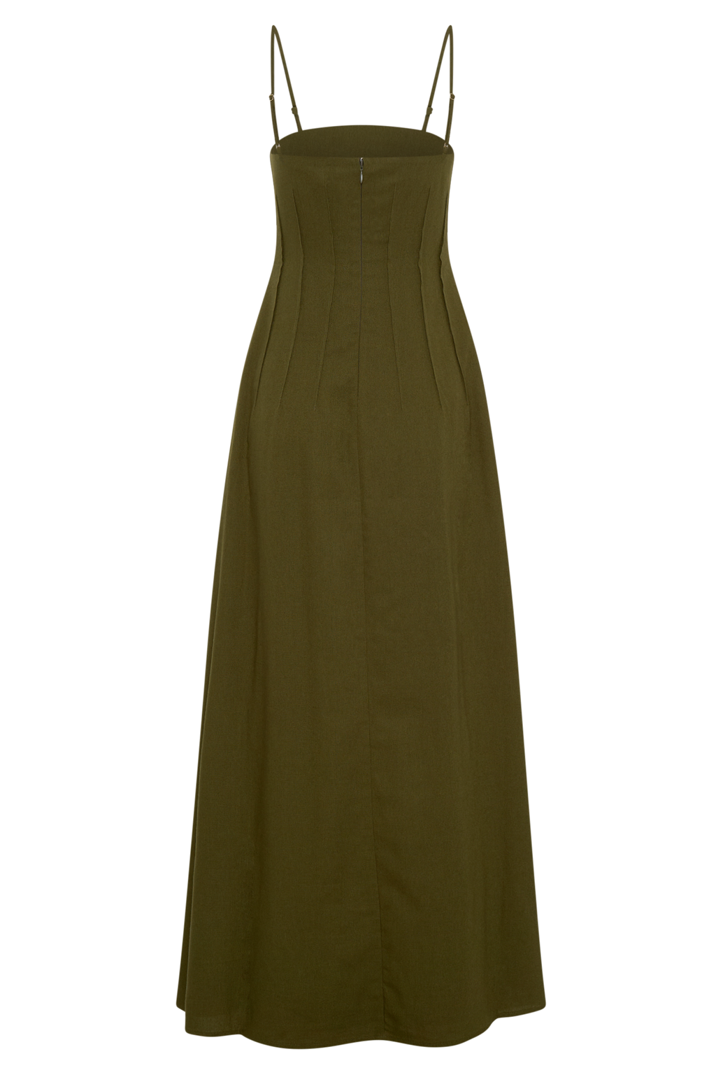 Sofie Pintuck Linen Maxi Dress - Khaki