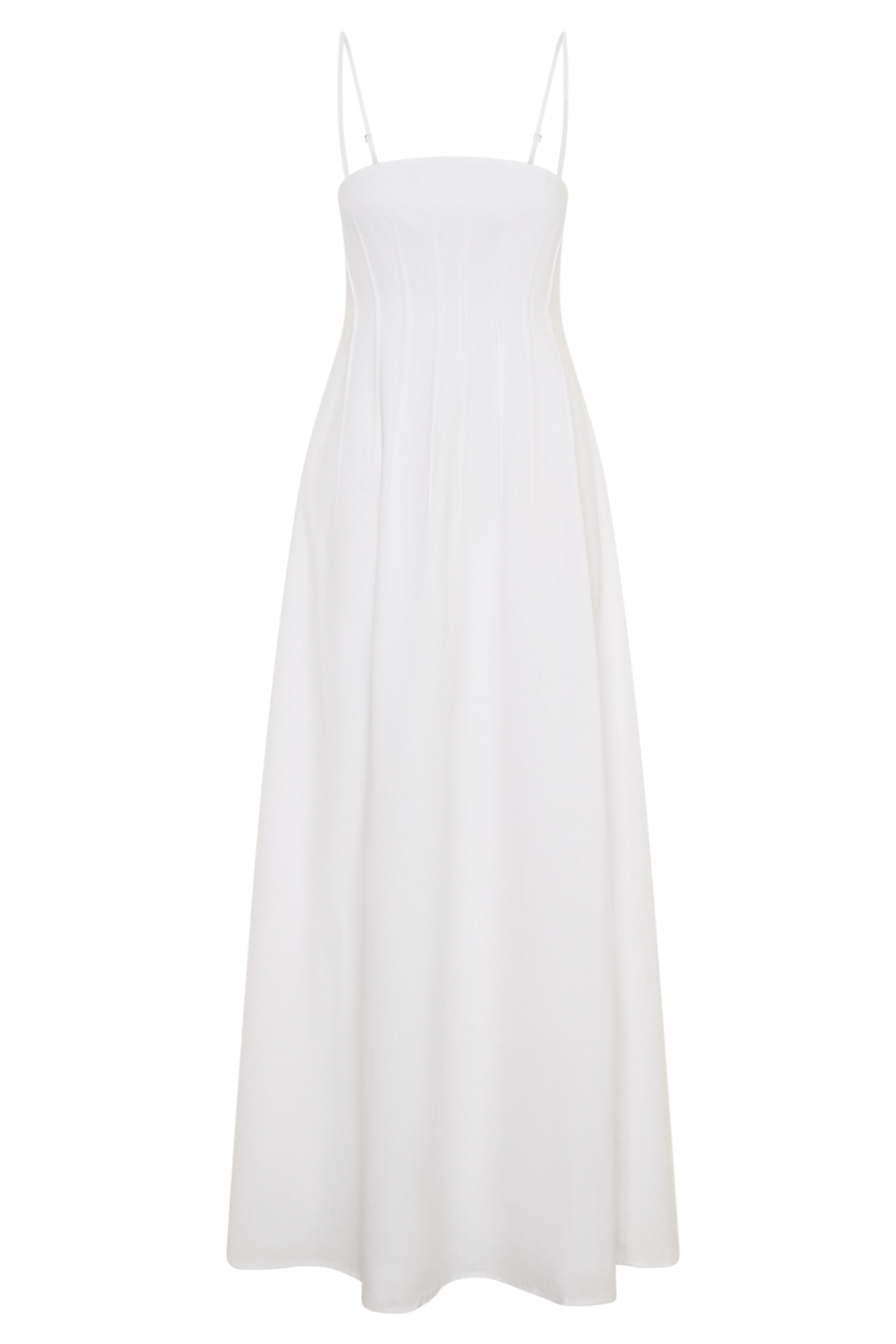 Sofie Pintuck Linen Maxi Dress - White