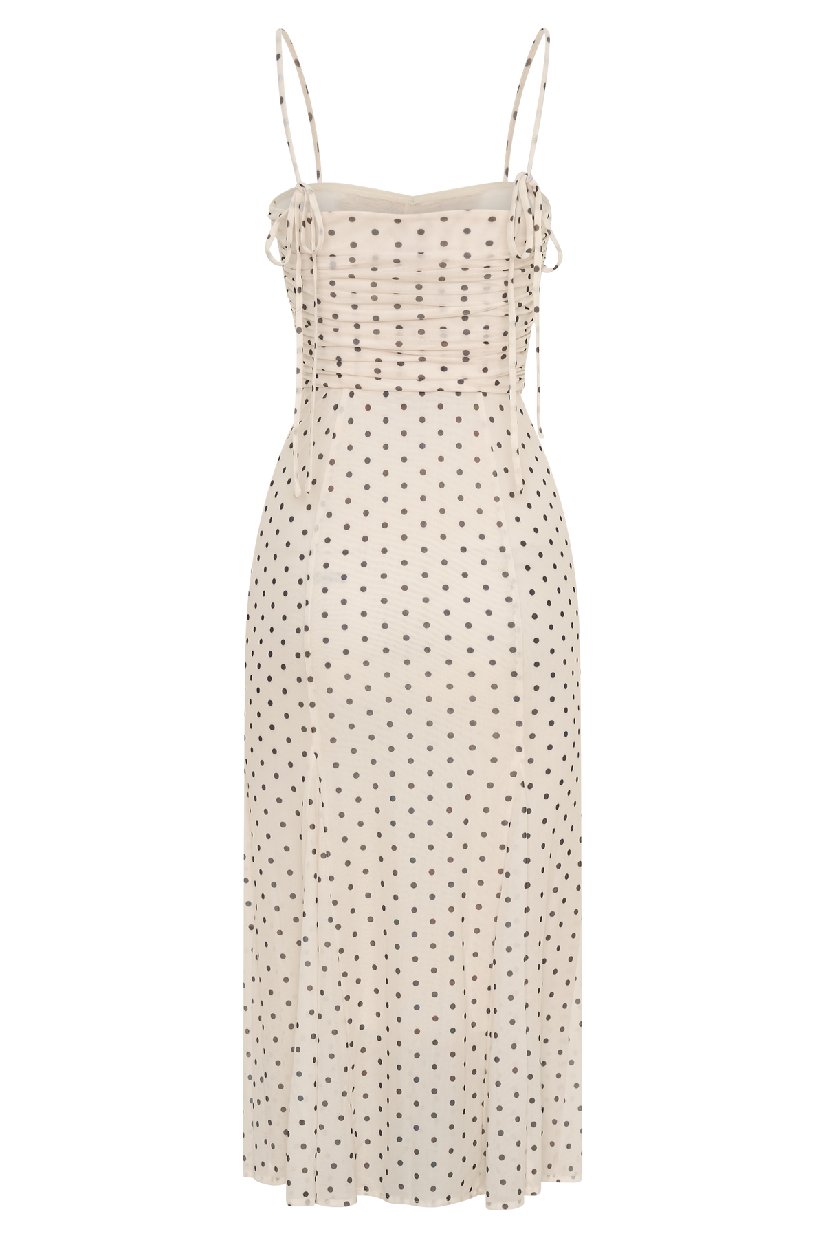 Willa Gathered Mesh Midi Dress - Polka Dot