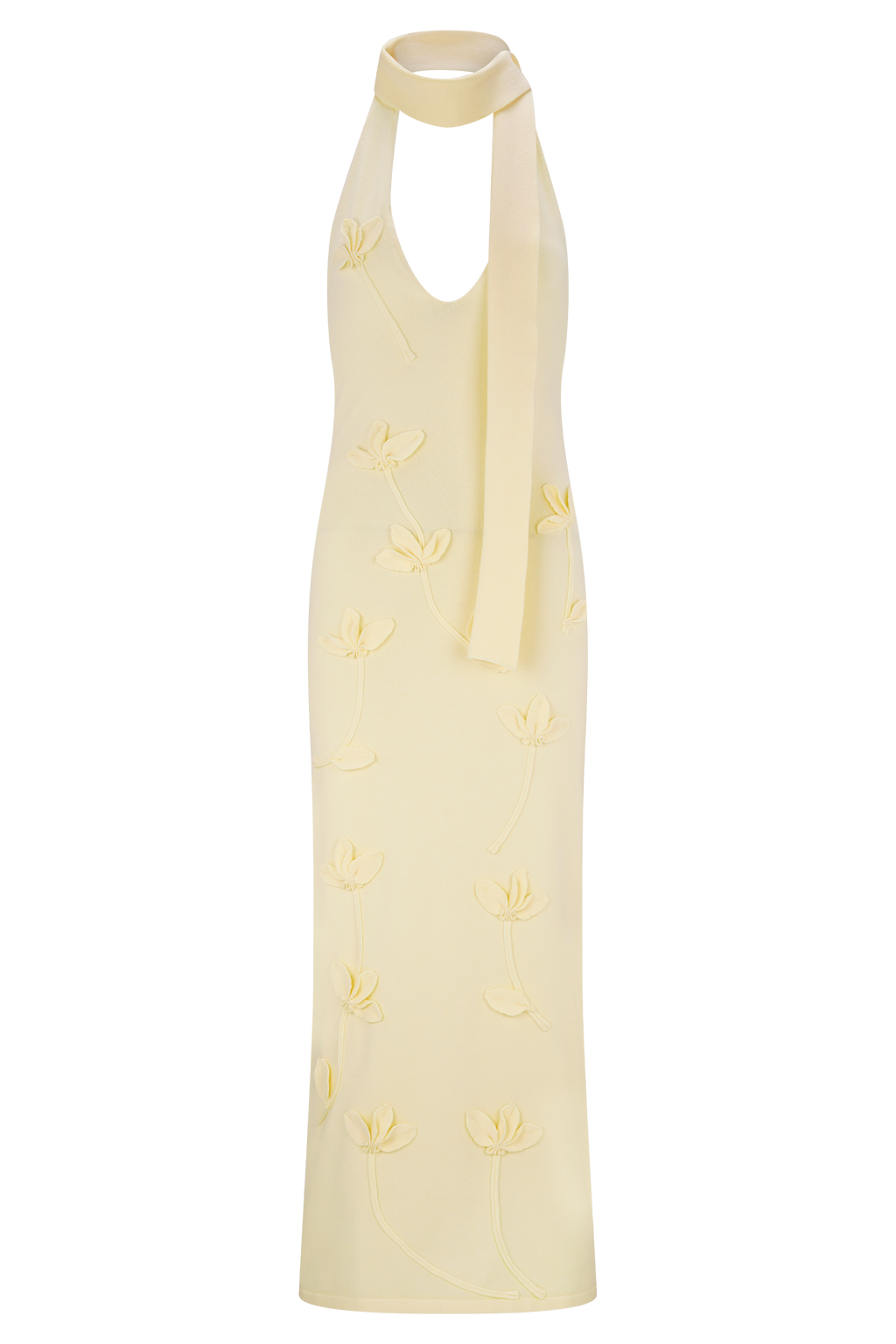 Wynn Floral Knit Midi Dress - Lemon