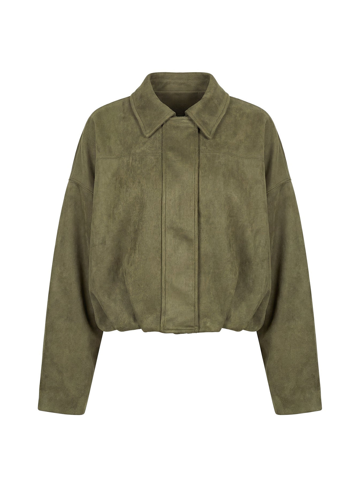 Enlightened Faux Suede Bomber Jacket Khaki